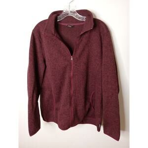 Eddie Bauer Women's XL Dark Pink Full Zip Mock Neck Casual Fleece Jacket. Warm